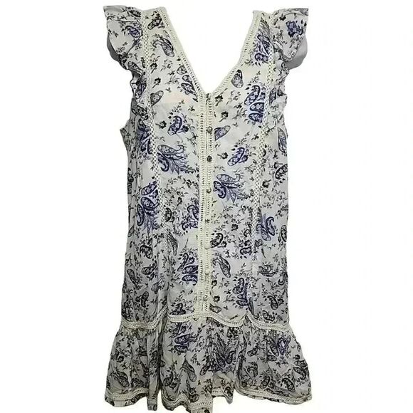 Lucky Women's Ivory & Navy Cotton/Rayon Floral Lined Sundress - Picture 1 of 14